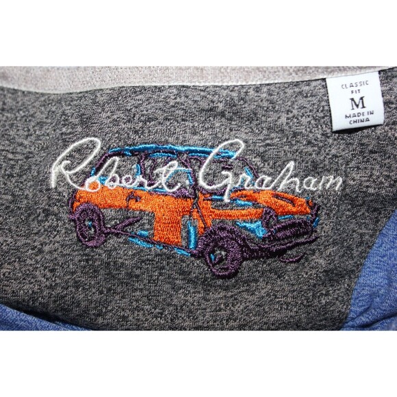 Robert Graham Shirt Men's Blue Long Sleeve Knit Pullover Colorful Tee Crew Sz M - Picture 7 of 12